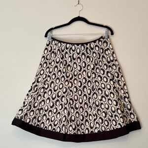 Vintage First Option Cotton Black and Cream Retro Patterned Midi Skirt